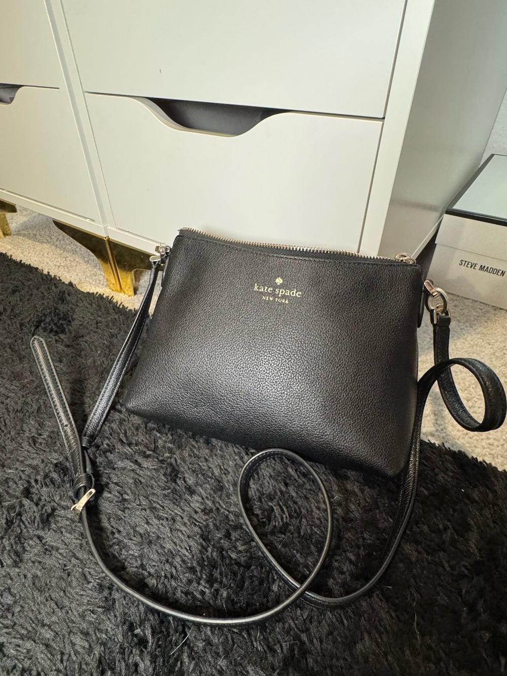 kate spade Black Pebbled Leather Small Crossbody